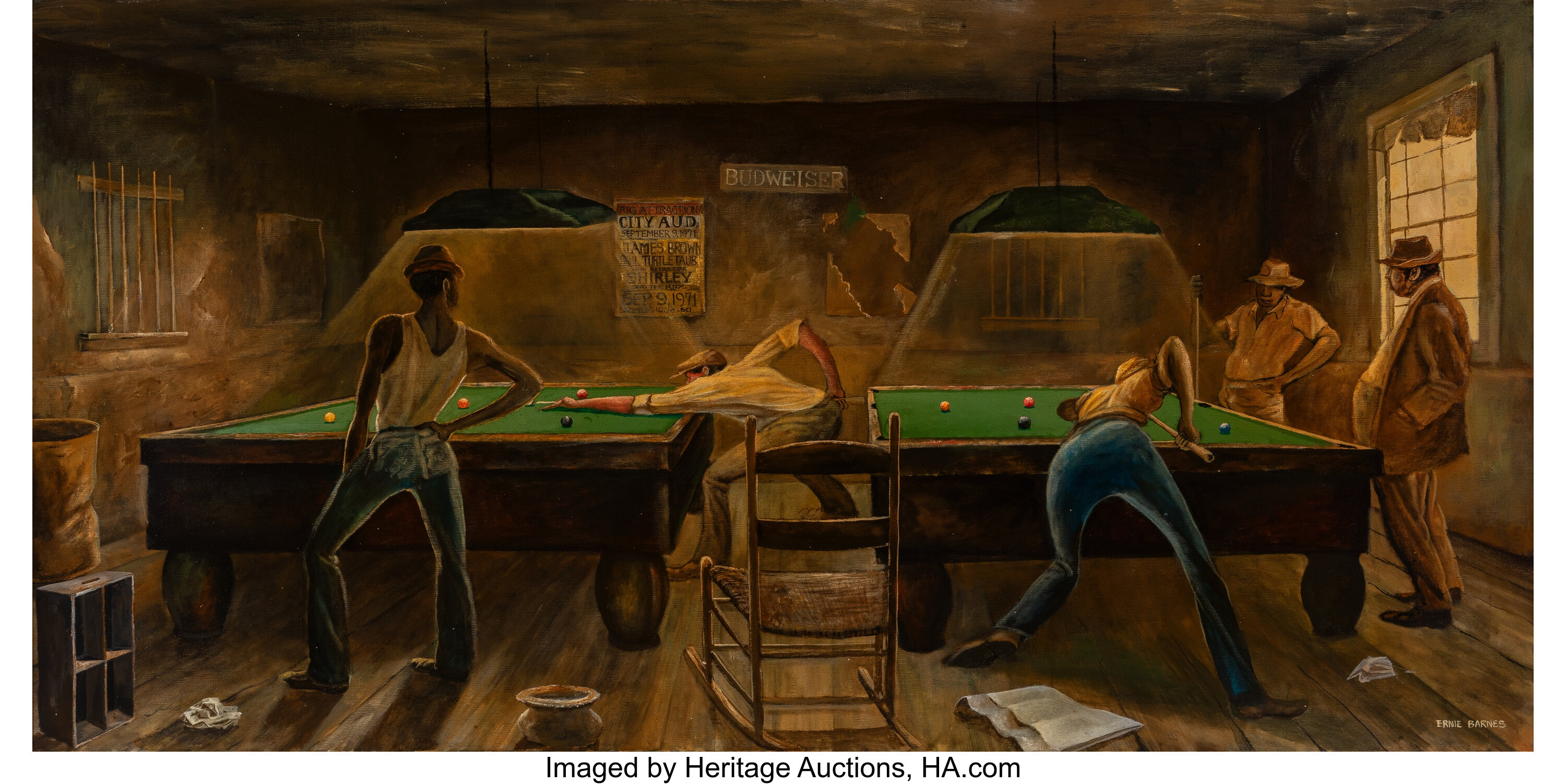 Ernie Barnes (American, 1938-2009) Easy Shots