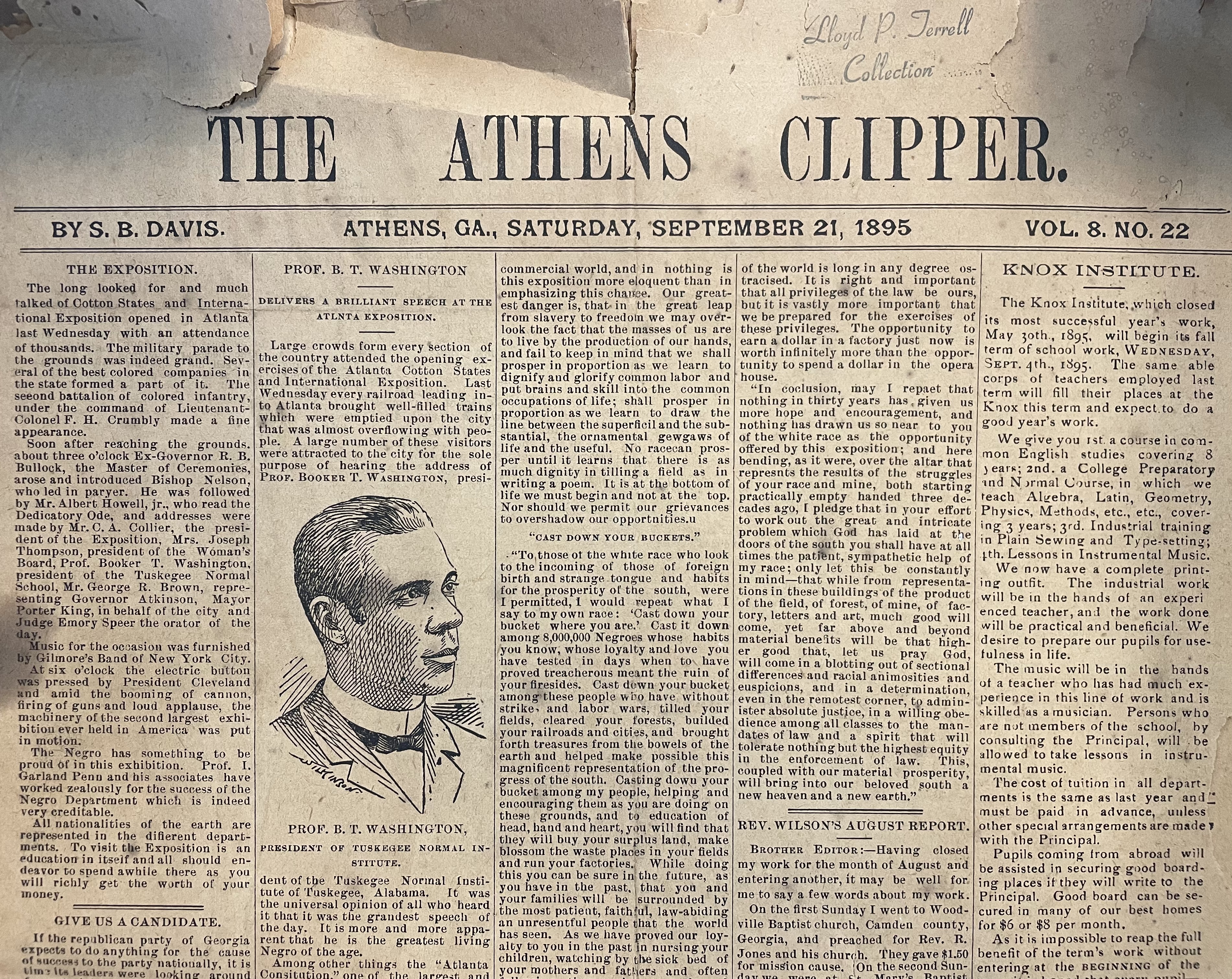 The Athens Clipper: Booker T. Washington’s 1895 Atlanta Exposition Speech