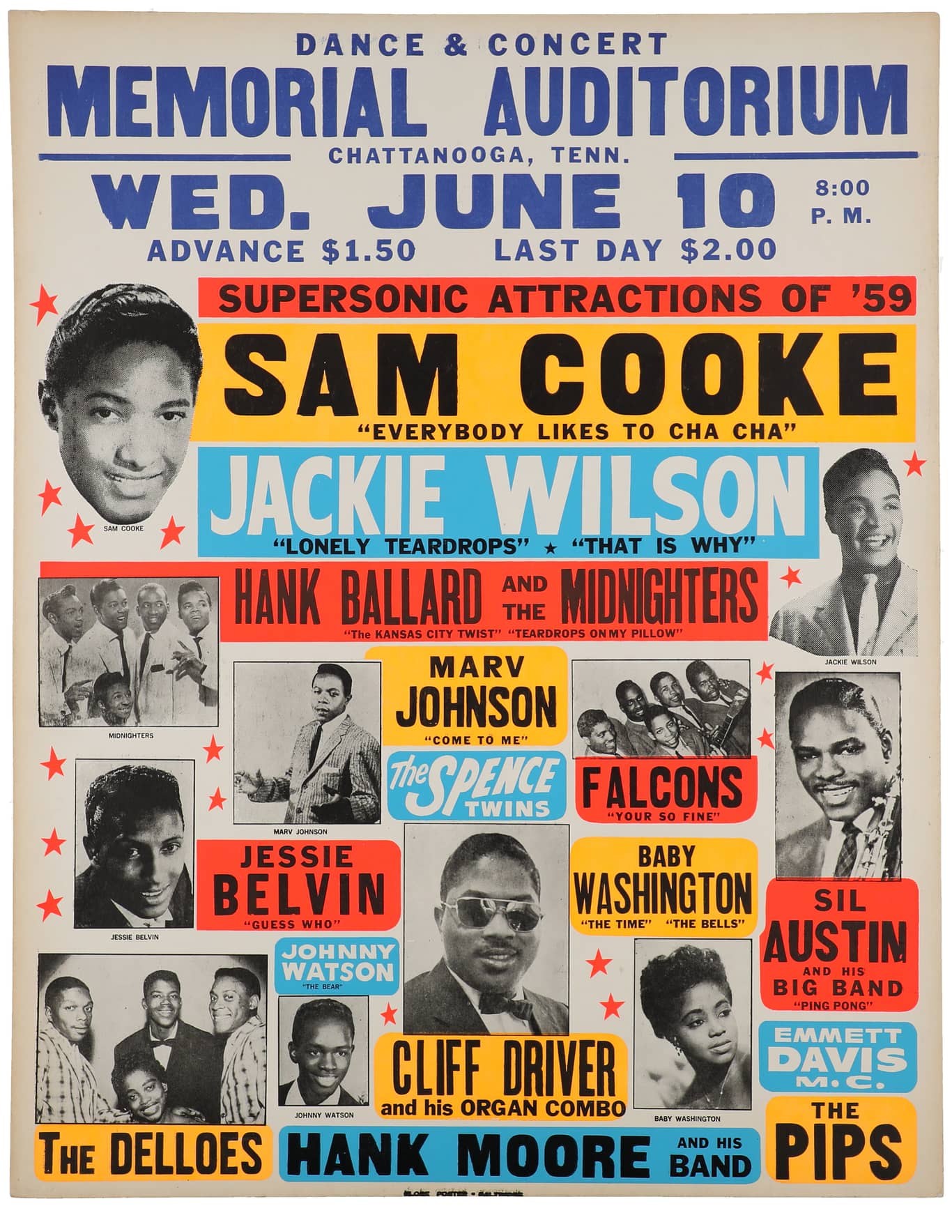 1959 Sam Cooke & Jackie Wilson Concert Poster – 22x28