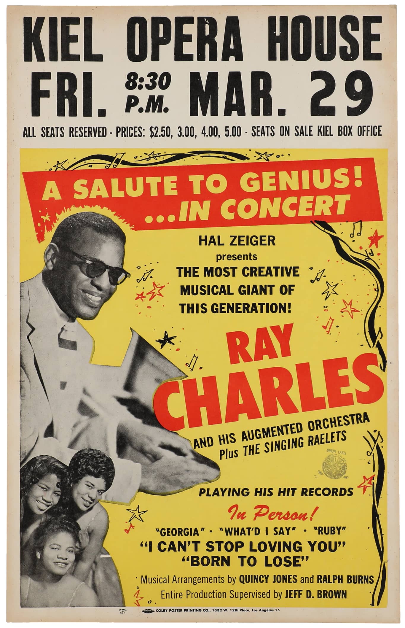 Ray Charles 1963 Kiel Opera House Poster – 14x22"