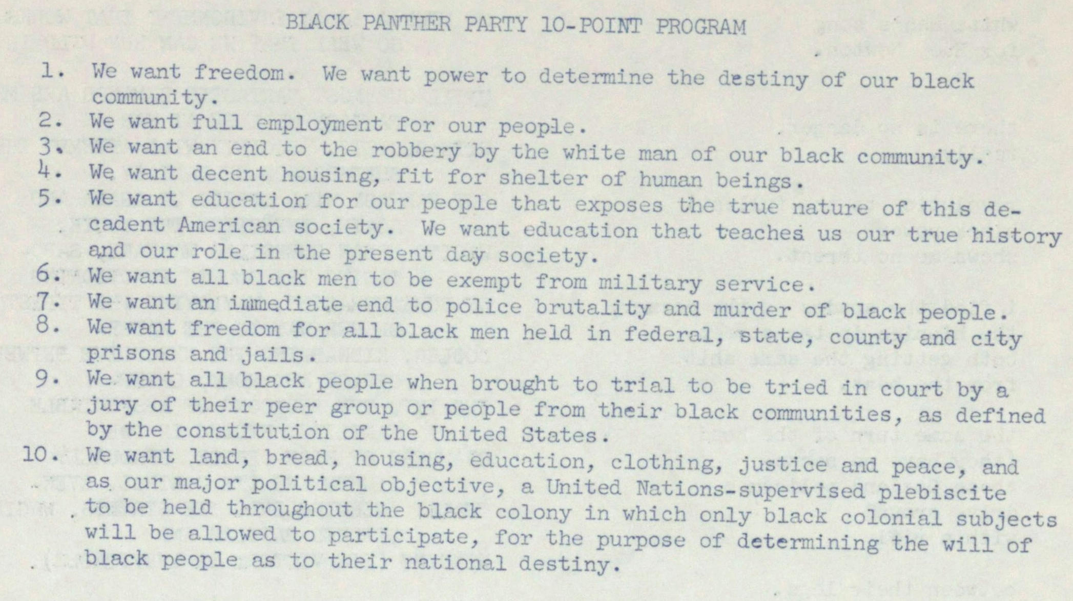 Black Panther Party Ten-Point Program Broadside (Original Printing) view 3